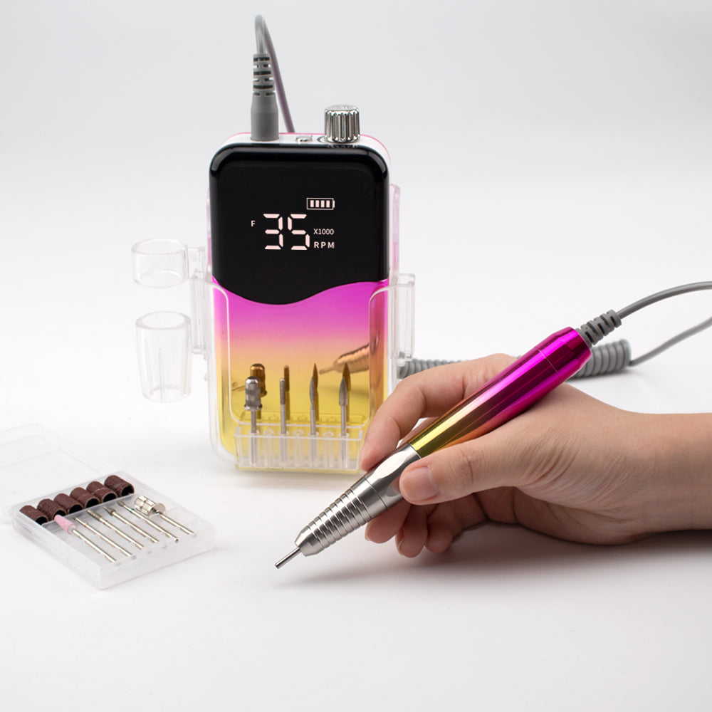 FNDM006 Electric Nail File Hot Sale in USA Market Strong Power Wireless Gold Nail Drill Machine Brushless Motor Quiet Vibration Free