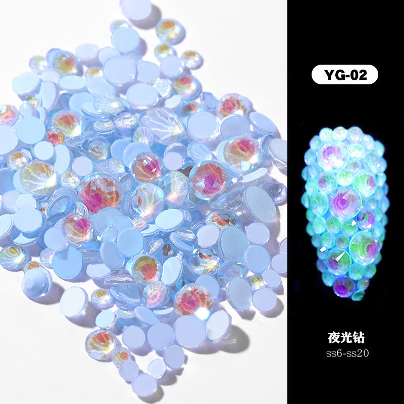 NRS004 ForLife Flatback Luminous Nail Rhinestones Mixed Sizes Crystal Shiny Glass Nail Rhinestones Garment Manicure Accessories