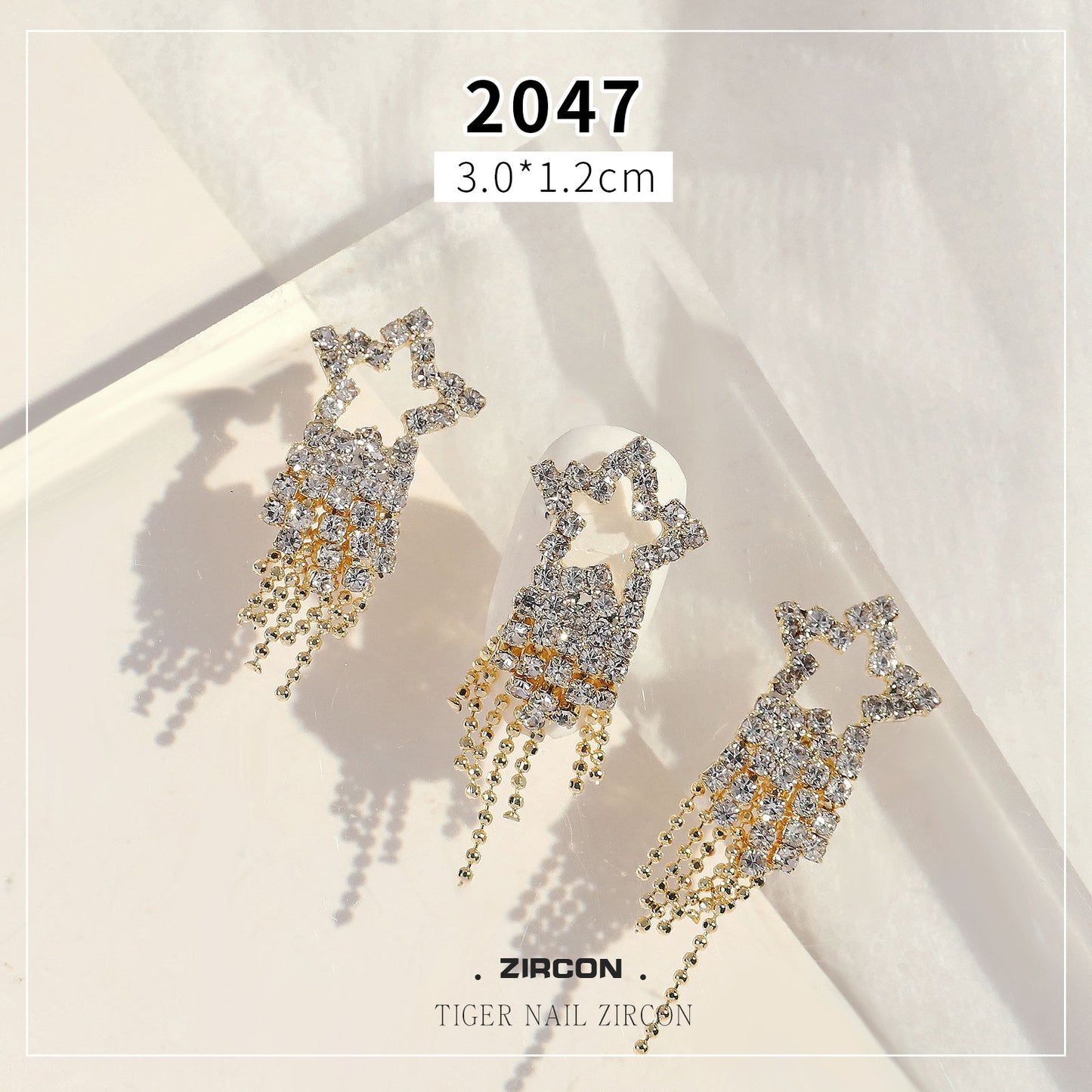 NZJ053 New Year's Zodiac Luxury Alloy Zircon Tiger Rhinestone Nail Art Jewelry