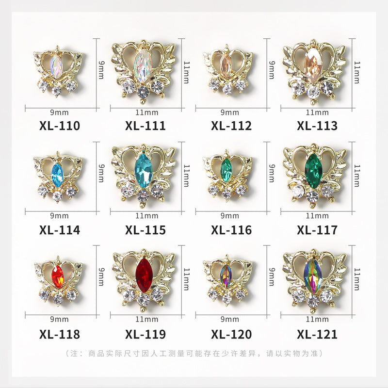 NZJ068 Loving Heart Nail Decorations Valentine's Day Luxury Diamond Gilding Charms Glitter Hearts Shape Rhinestones Nail Supplies