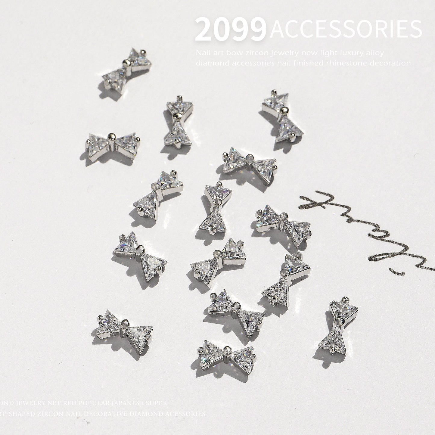 NZJ002 New Rhinestone Alloy Zircon Nail Art Decoration Bow Knot Diamond Jewelry