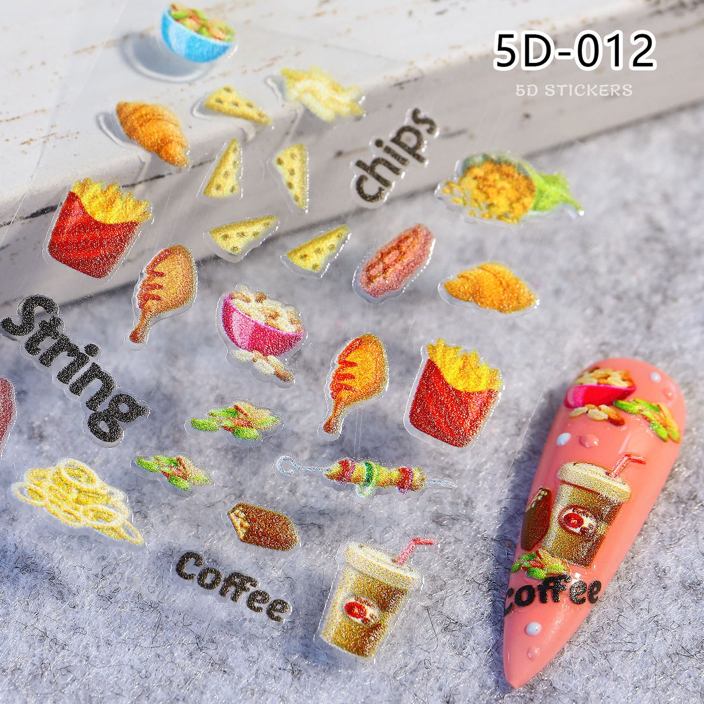 NS5D004  Nail Sticker 5D Embossed Flower Cartoon Donut Butterfly Love Series Nail Sticker 3D