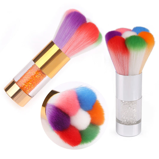 NBR020 ForLife Soft Nail Dust Remover Rainbow Brush Color Petal Handle UV Nail Cleaner Brushes Makeup Brush Manicure Tool