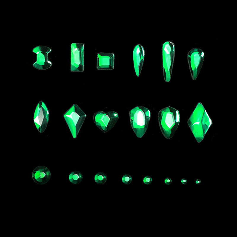 NRB010 New green shiny rhinestones Flat Bottom Glass nail rhinestone art decoration rhinestones