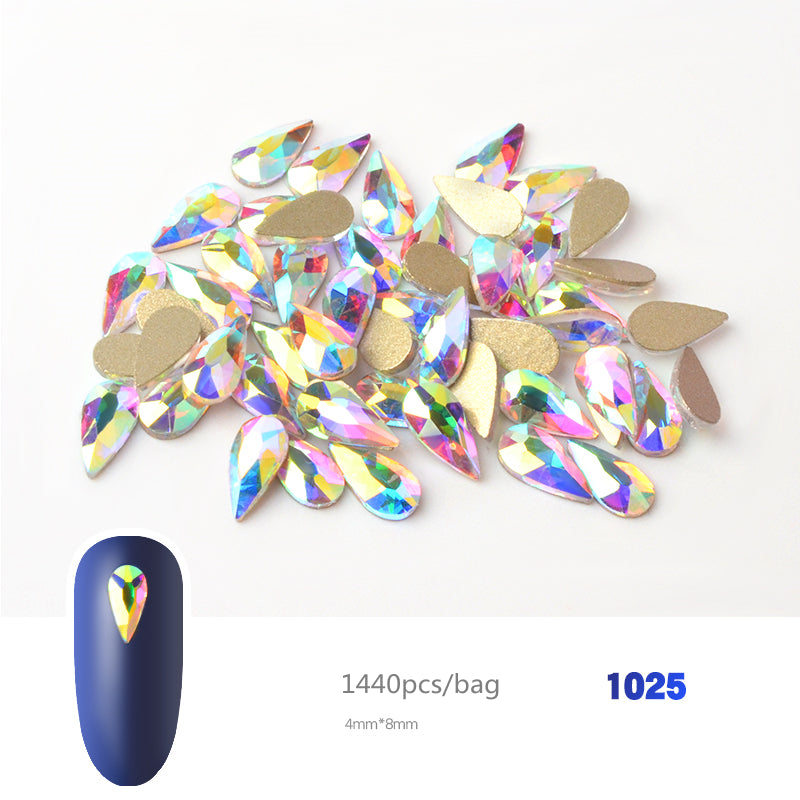 NRS019 Crystal AB 3D Nail Art Rhinestones Gem 1440pcs/bag Flatback Stones DIY Decorations Manicure Diamond Jewelry Different Shapes