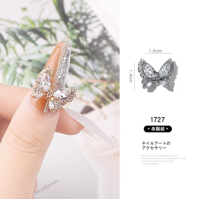NDE037 ForLife 3D Zircon Butterfly Designer Nail Charms In Bulk