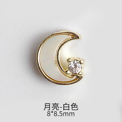 NZJ043 New nail art shell love jewelry metal accessories nail decoration diamond alloy jewelry