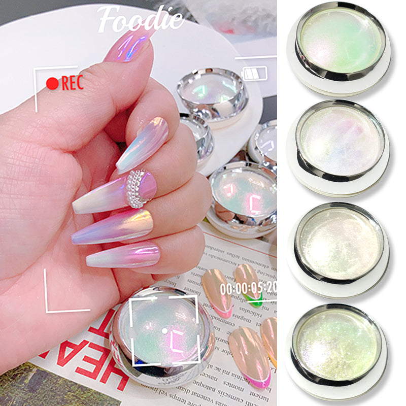 FNP028 Wholesale Moonlight Nail Acrylic Powder Solid Aurora Mirror White Pearl Powder UV Nail Glitter Chrome Powder