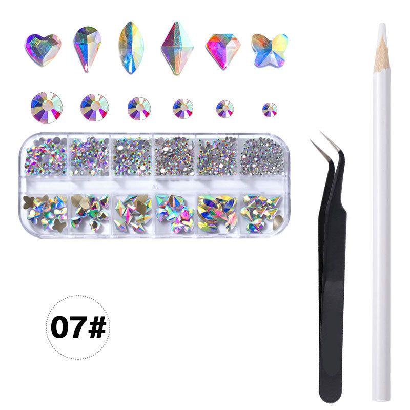 NRS001 Multi-size Flat Bottom Glass Fancy Shape Nail Rhinestones Decorations Crystal 3d Manicure Nail Art Accessories Acrylic diamond