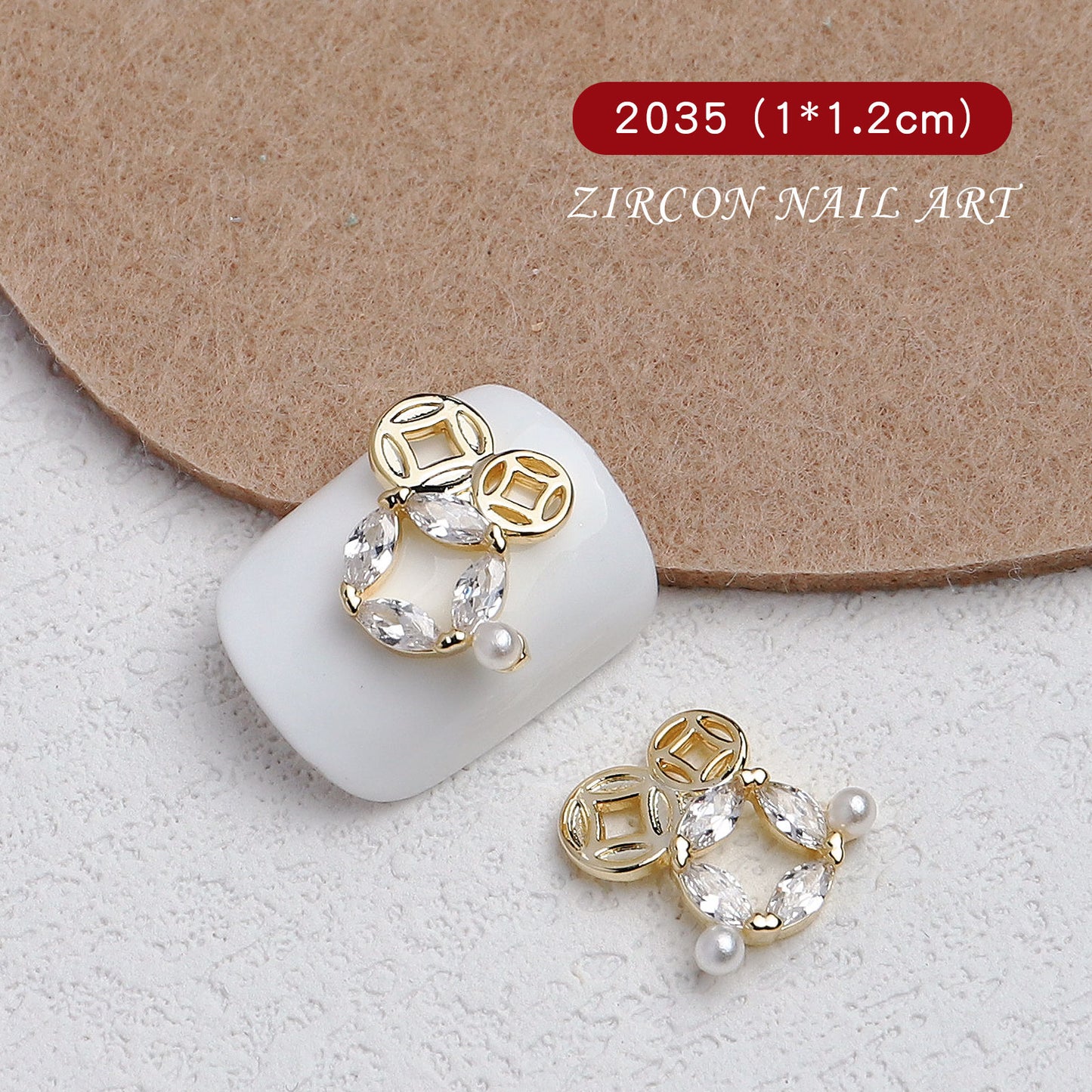 NZJ055 Nail Art Tiger Year Jewelry New Year Rhinestone Super Flash Zircon Rich Fortune Lucky Cat Nail Decoration