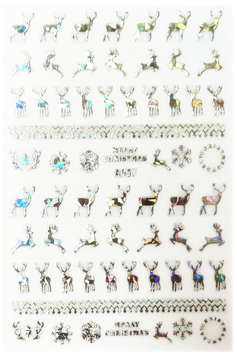 NS5D028  ForLife 3D Nail Art Christmas Slider Wraps Snowflake Elk Santa Adhesive Flame Sticker Red Gold Manicure Nails Designs