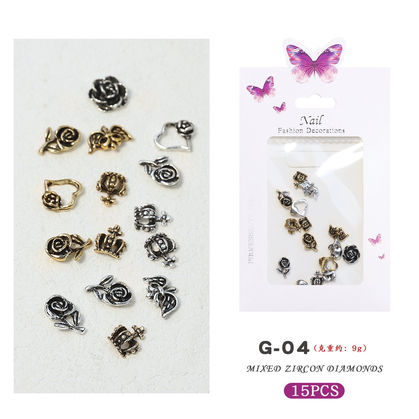 NRS029 3D nail art charms zircon alloy nail jewelry transparent shiny charm metal gemstone fashion DIY nail art decorations
