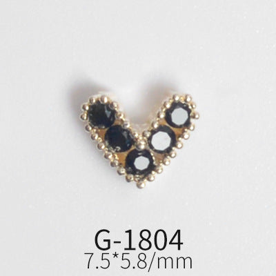 NZJ042 Colorful Zircon Gemstone Octagon Heart Diamond Alloy DIY Nail Art Charms for Nail Manicure Design