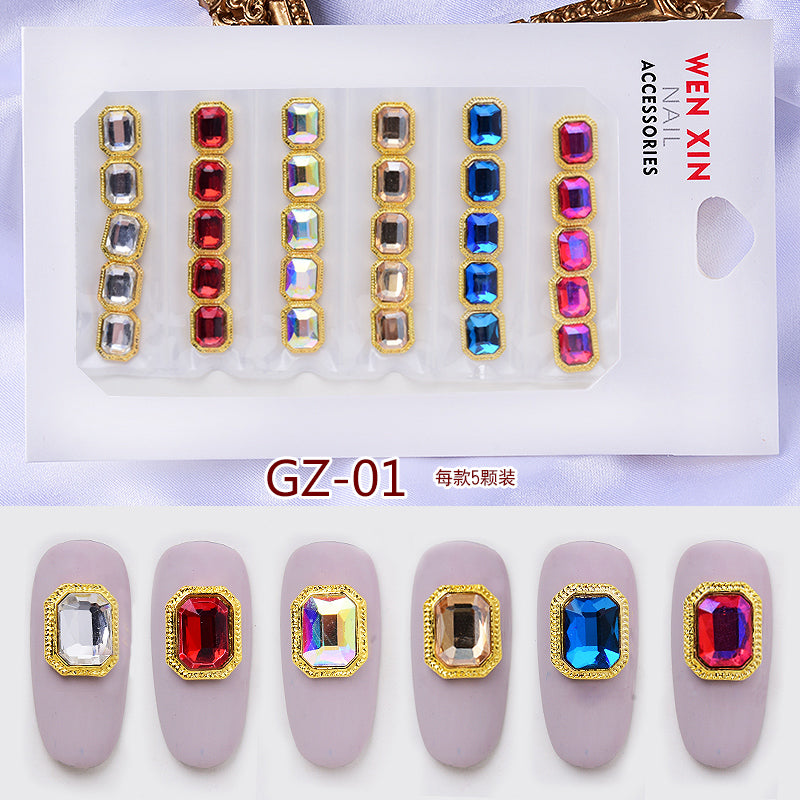 NRS007 ForLife 6 Grid Pack Flatback Nail Art Crystal Rhinestones Zircon Decorations 3d Alloy Retro Nail Accessories DIY tools