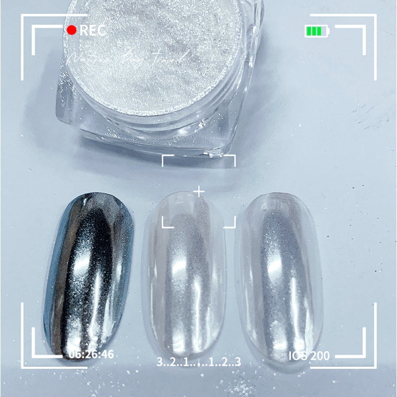 FNP030 Holographic Nail Powder Silver light Laser Mirror Glitter Design Nail Art Pigment Rub Dust Flakes Decorations