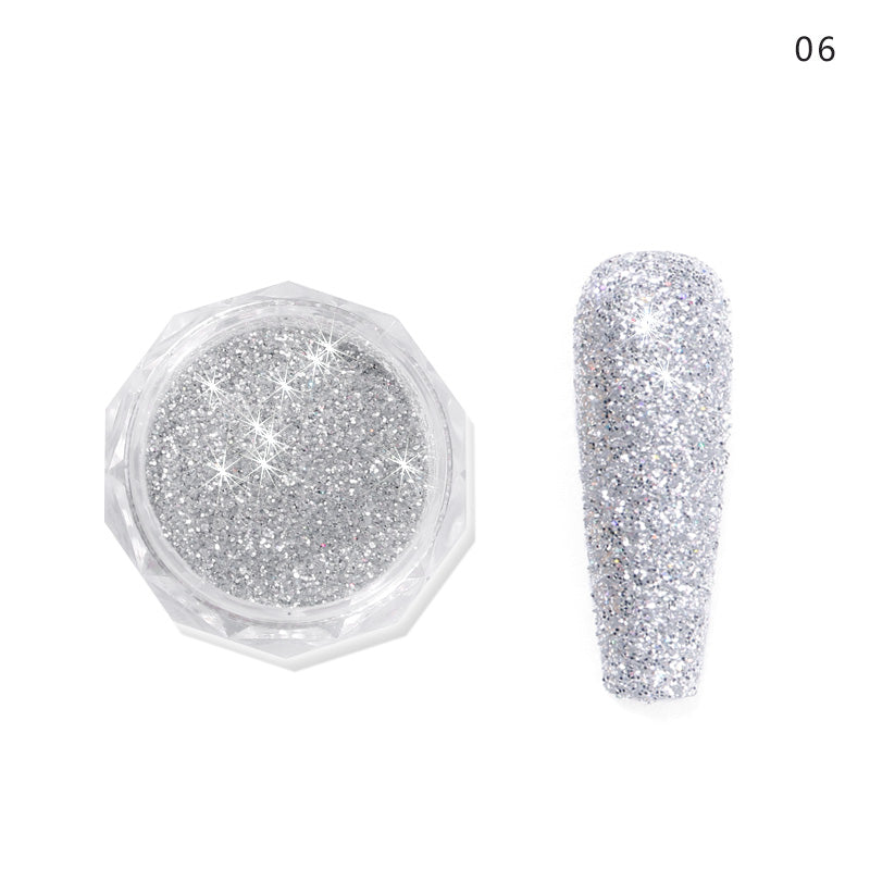 FNP074  Wholesale Broken Diamond Nail Powder Silvery Gold Crystal Nail Powder For Nail Decoration