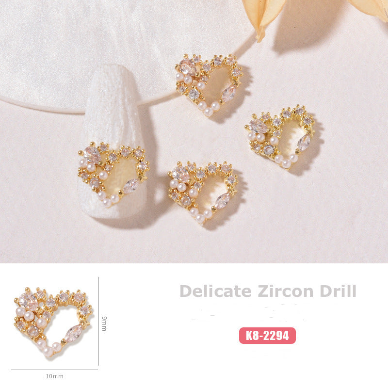 NZJ059 New cat eye butterfly 3D love bear jewelry bow luxury alloy zircon nail decoration
