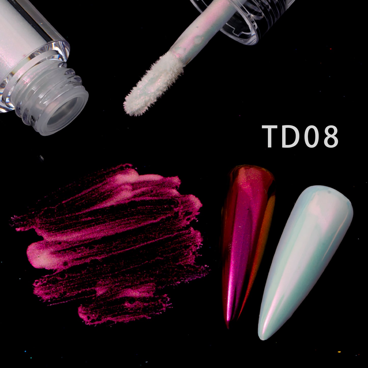 FNP013 Round tube wholesale TD series 6 colors liquid magic mirror powder used for art nail decoration