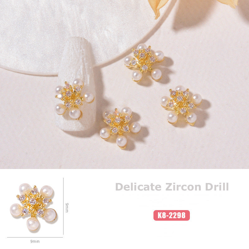 NZJ059 New cat eye butterfly 3D love bear jewelry bow luxury alloy zircon nail decoration