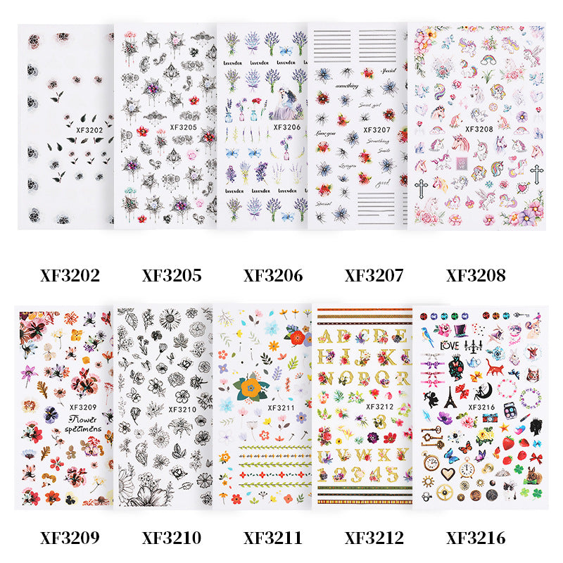 NS5D026  ForLife 3D Nail Sticker Summer Flower Flamingo Design Stickers for Nails Adhesive DIY Manicure Slider Nail Sliders