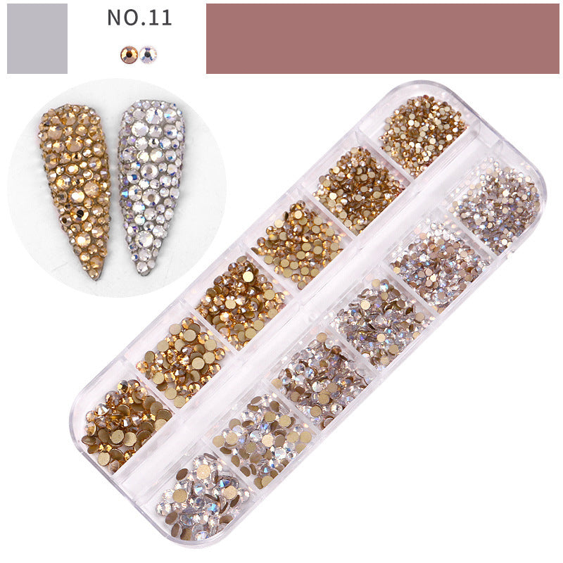 NRS002 ForLife Multi-size Flat Bottom Glass Nail Rhinestones Decorations Crystal 3d Manicure Nail Art Accessories
