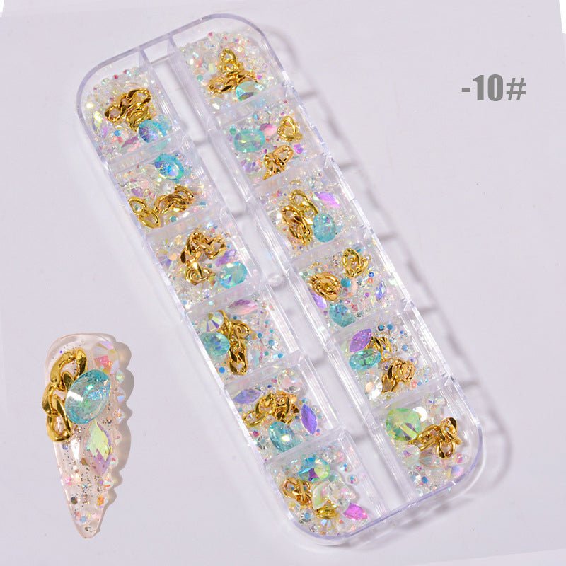NRS022 ForLife New Nail Art Jewelry Rhinestone Mixed Rivet Pearl Small Accessories Nail Decoration Metal Chain Accessories