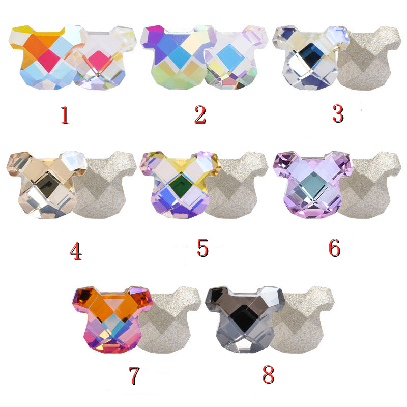 Nail Art Zircon Smart Bear Beating Preserving 3D Nail Jewelry Bear Christmas series 3D fancy shaped crystal stone pointback