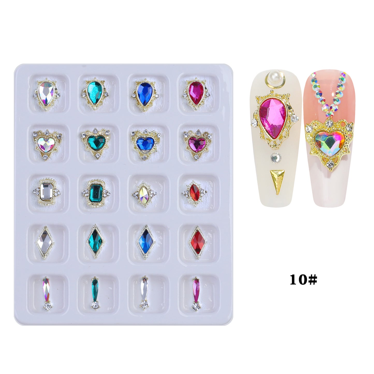 NZJ017 20pcs Blister Packaging Nail Art Rhinestone Alloy Inlaid Love Butterfly Nail Art Jewelry
