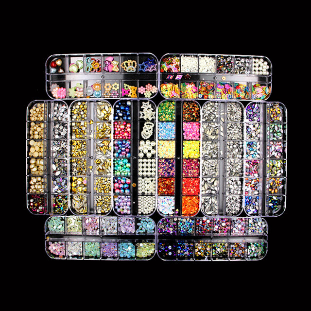 NRS021 ForLife Mixed nail art decals diamond jewelry crystal nails art rhinestone designs 3d shinny nail decorations