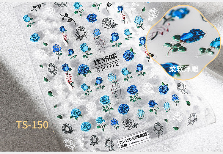 NS5D001 New Summer Nail Leave 5D Nail Sticker Adhesive Decal Summer Drinking Fruit Slider Laser Nail Art Decoration Manicure Wrap 3D