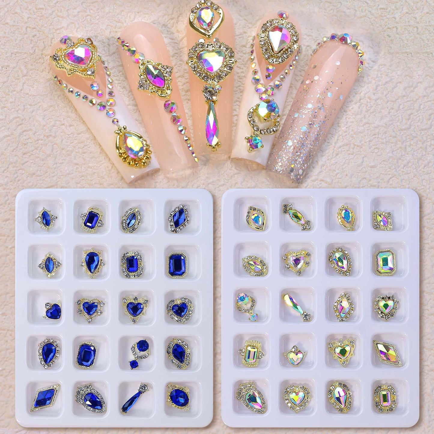 NZJ052 20pcs Alloy Nail Art Charm ornaments Love diamond zircon Super Shimmer Color shaped