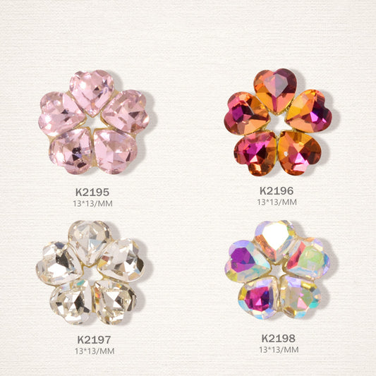 NDE048 2021 New Nail Art Love Heart Rhinestone Jewelry Luxury Shiny Nail Decoration Nail Polish Glue Diamond