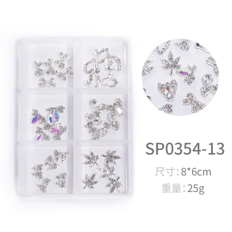 NZJ064 New Snake Planet Zircon Rhinestone Six-Grid Alloy Jewelry Wholesale 2022 New Nail Art Alloy Jewelry Vintage big drill pile drill