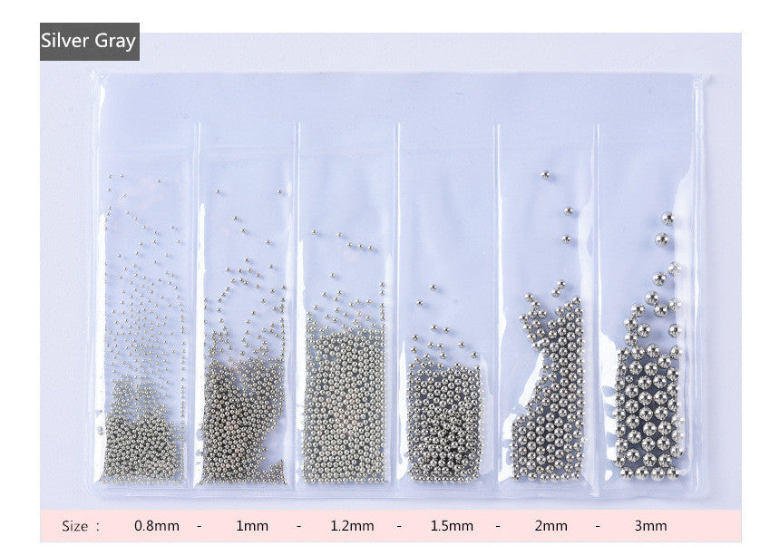 NDE017  ForLife 0.8/1/1.2/1.5/2/3 mm Rose Gold Silver Black Metal Nail Caviar Beads 3D Mini Micro Ball Tiny Nail Art Decoration