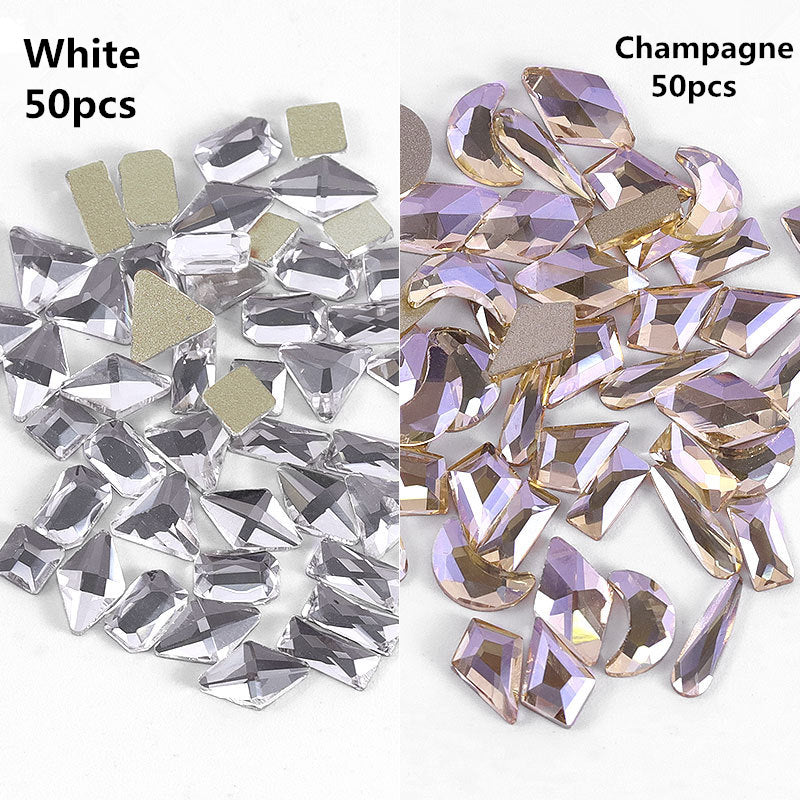 NRS003 ForLife Pear Nail Mix Color Rhinestones Gems Diamond Gold Bottom Flat Back Strass Stone 3D Charms Nails Accessories