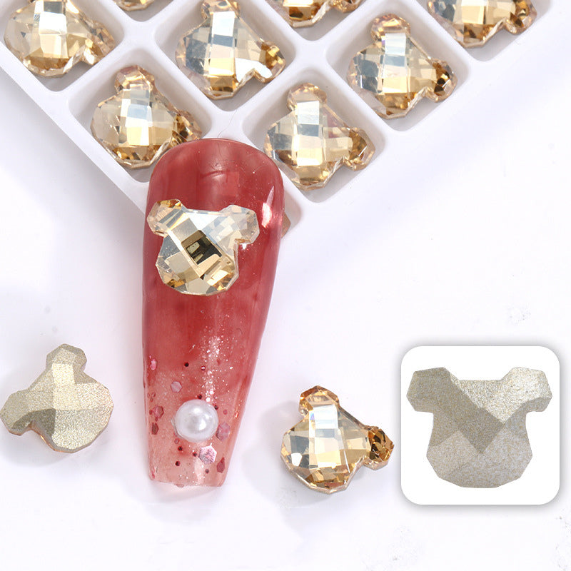 Nail Art Zircon Smart Bear Beating Preserving 3D Nail Jewelry Bear Christmas series 3D fancy shaped crystal stone pointback