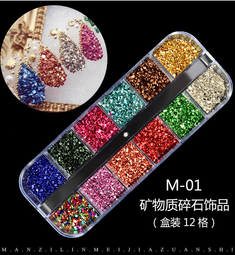 FDMC009 Hot Nail Sequins, Nail Gold and Silver Glitter, Heart Butterfly Patch Set
