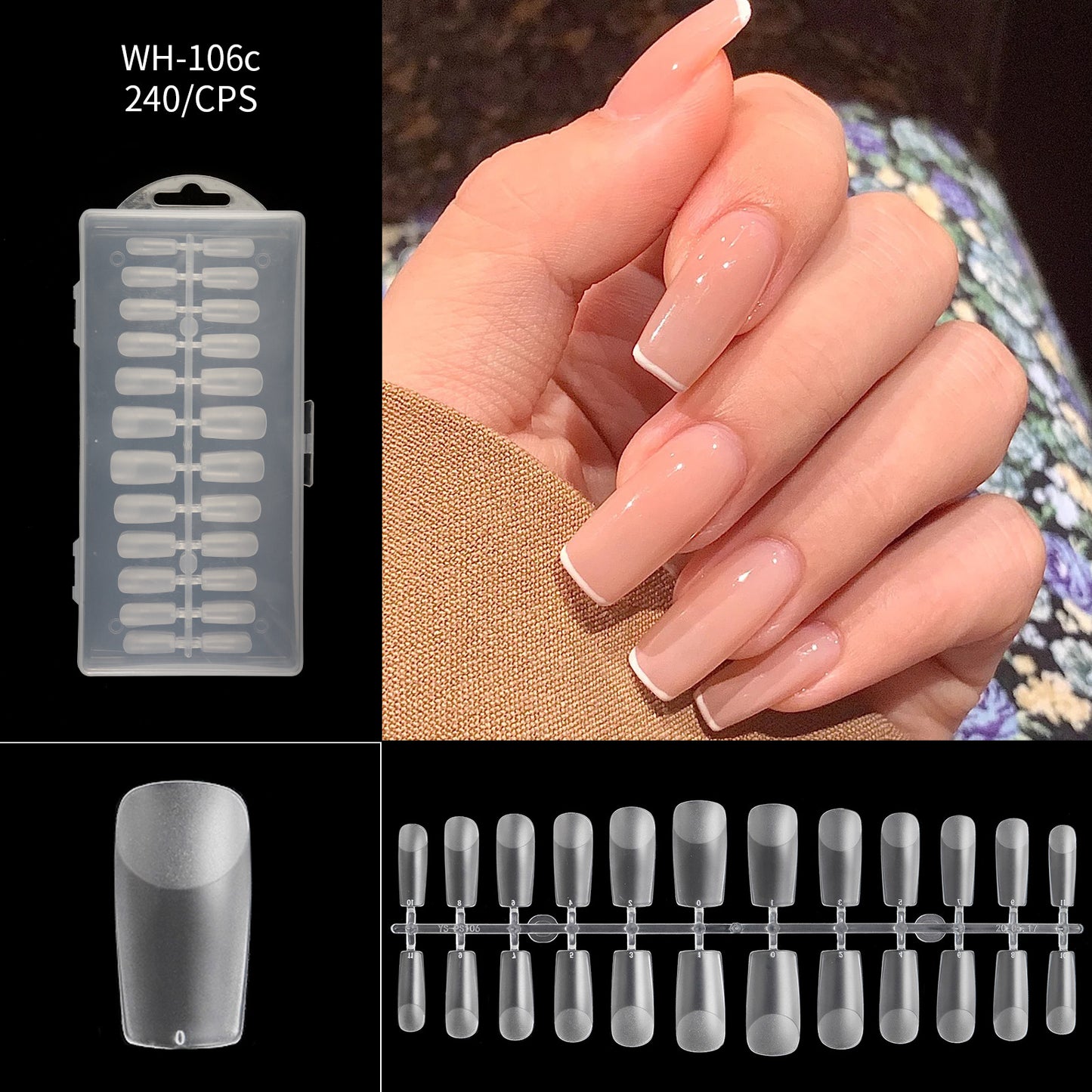 FTMA002 Thin Nails Free Grinding Trapezium Water Drops Almond Scrub Full Paste Half Paste Extend Nail Shop Available 240pcs