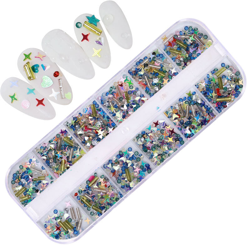 FDMD017 Hot Selling Nail Art Sequins, Heart Laser Symphony Butterfly Fluorescent Luminous Sequins, Boxed