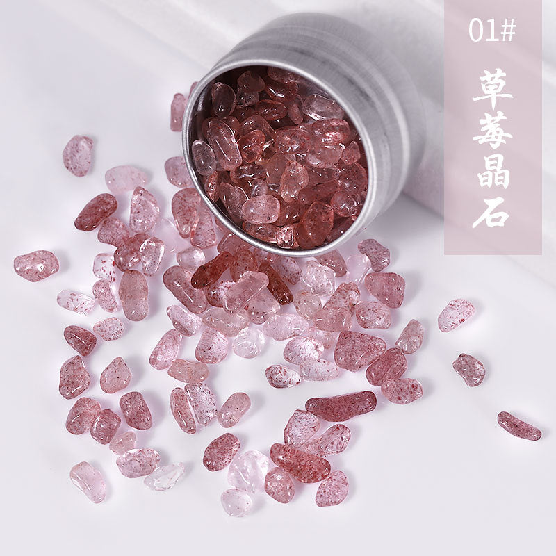 FDMC002 New Natural Nail Art Crystal Stone Jewelry, Strawberry Crystal White Crystal, Irregular Gravel Decoration