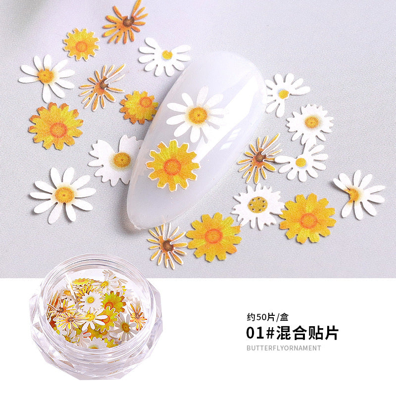 FDMC026 Nail Art New Color Flower Star Wood Pulp Sheet, 12 Flower Animal Alphabet Mixed Nail Jewelry Patches