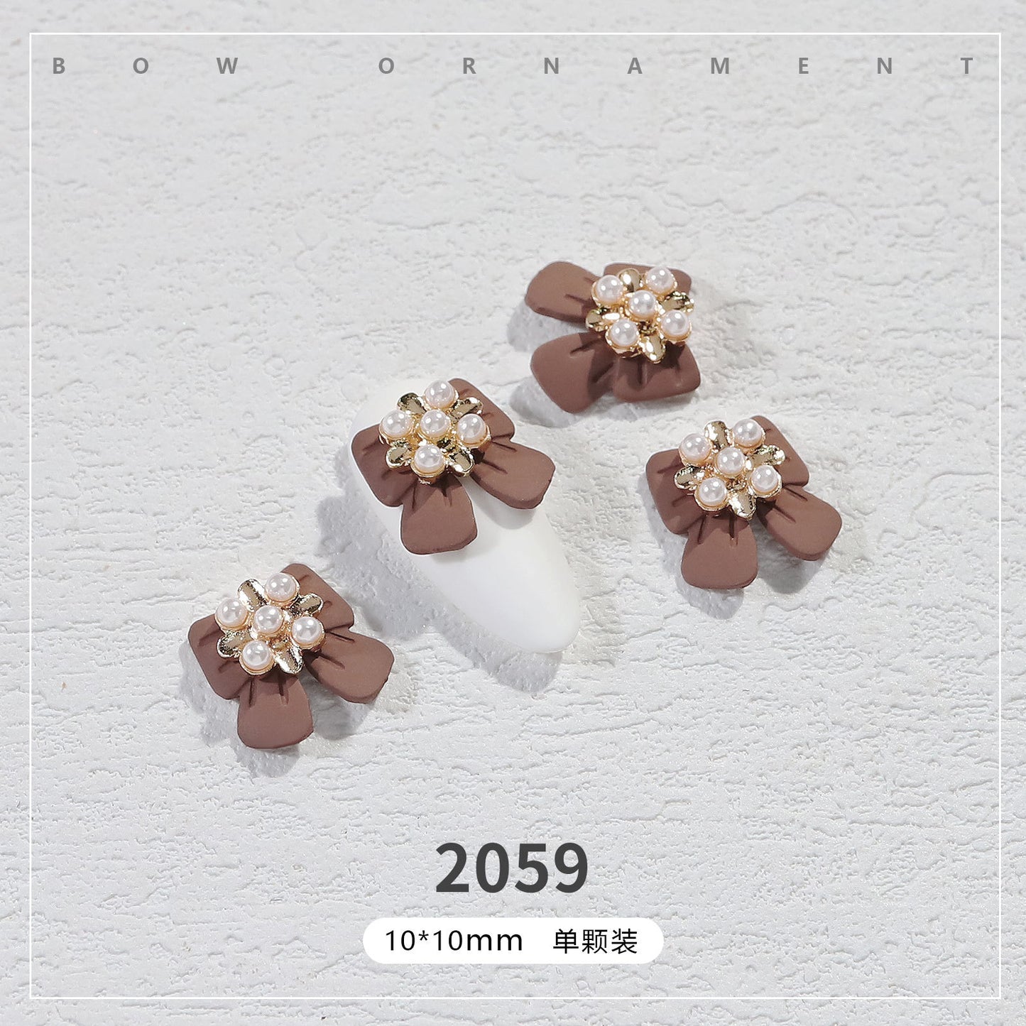 FDMB014 Nail Art Bow, Nail Art Pearl Small Flower, Metal Flower Nail Decoration