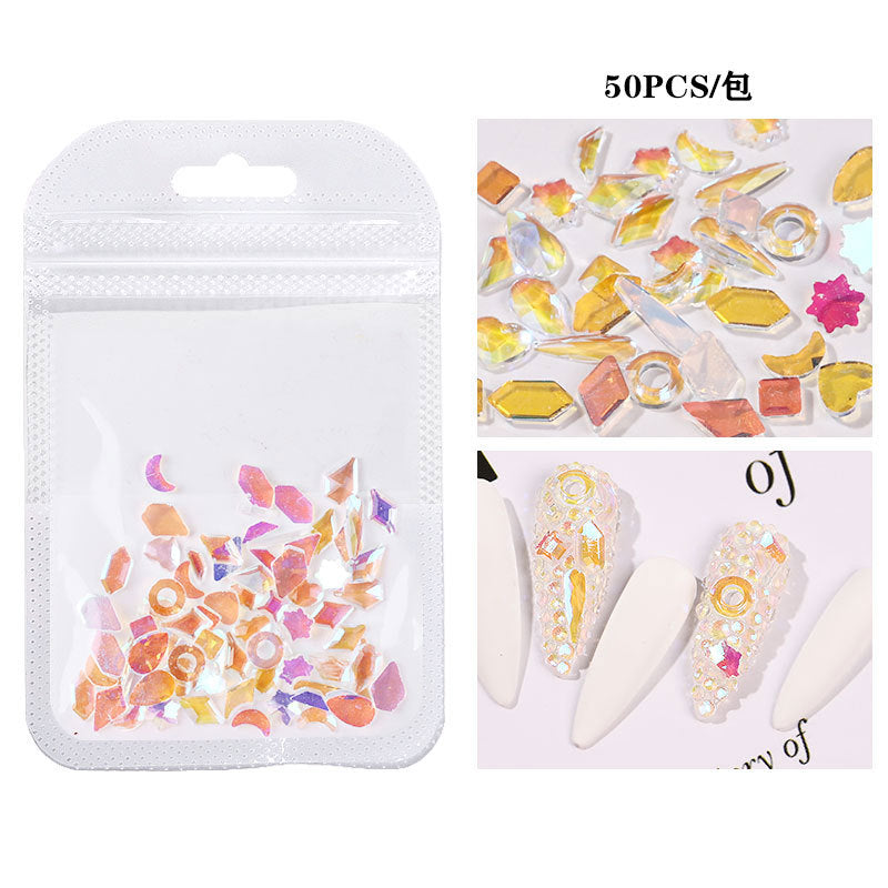 FDMA004 Crystal flat bottom diamonds, 50 mixed nail art AB diamonds, accessories, flat bottom mixed diamonds, nail art accessories