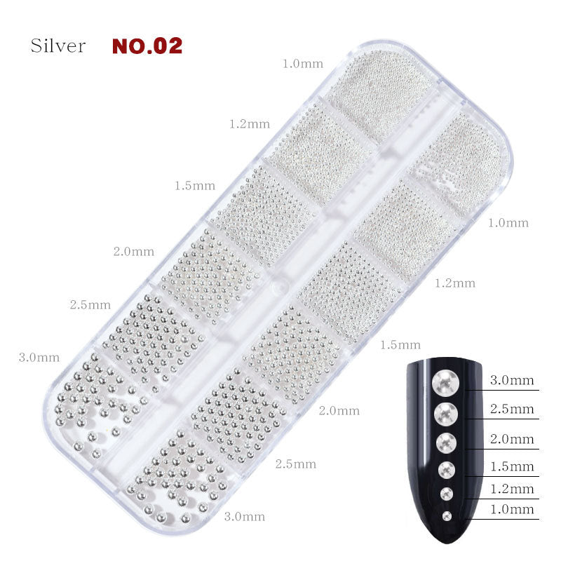 FDMC019 Nail Art Accessories, Gold and Silver Steel Ball Mixed, Gold Silver Rose Gold Metal Steel Ball, Size Box