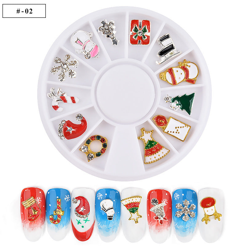 FDME018 Snowflake Christmas Gift Decoration Zircon Nail Turntable Christmas Series 12 Grid Alloy