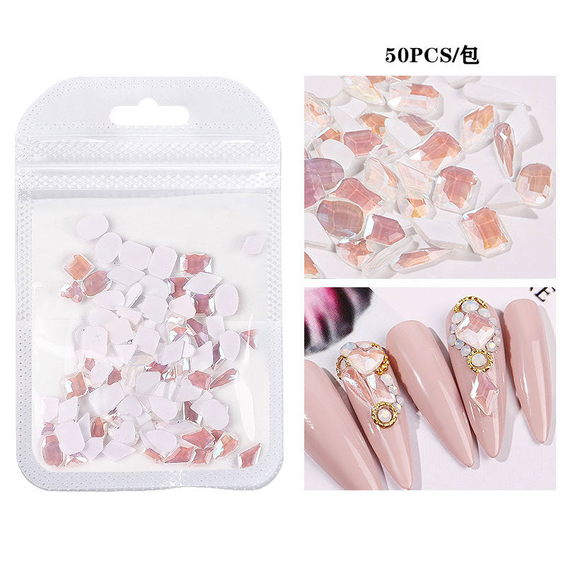 FDMA004 Crystal flat bottom diamonds, 50 mixed nail art AB diamonds, accessories, flat bottom mixed diamonds, nail art accessories