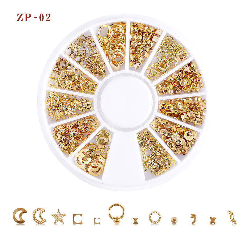 FDME004 Nail Art Jewelry Star and Moon Rivets, Hollow Alloy Nail Decorative Rivet Jewelry