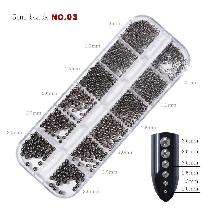 FDMC019 Nail Art Accessories, Gold and Silver Steel Ball Mixed, Gold Silver Rose Gold Metal Steel Ball, Size Box