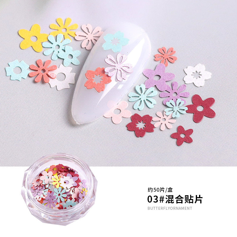 FDMC026 Nail Art New Color Flower Star Wood Pulp Sheet, 12 Flower Animal Alphabet Mixed Nail Jewelry Patches