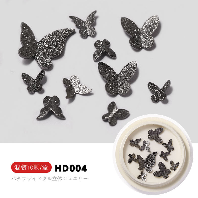 FDMD013 Nail Art 3D Metal Bow Nail Ornament, Frosted Gold Small Butterfly